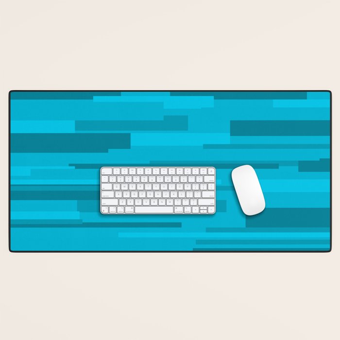 Wright Mid Century Modern Geometric Abstract Pattern in Turquoise Blue Desk Mat Gallery Image 1