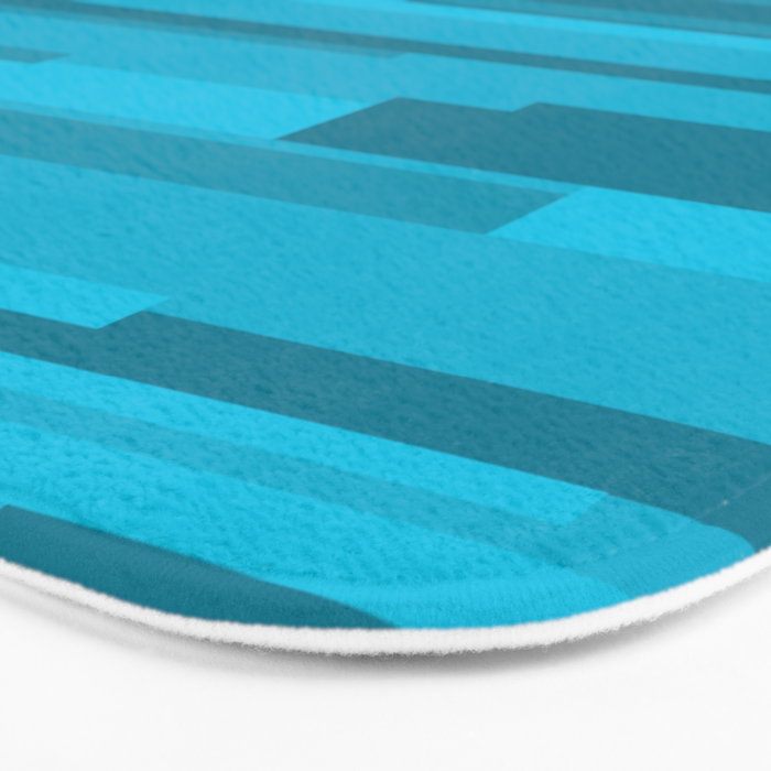 Wright Mid Century Modern Geometric Abstract Pattern in Turquoise Blue Bath Mat Gallery Image 3