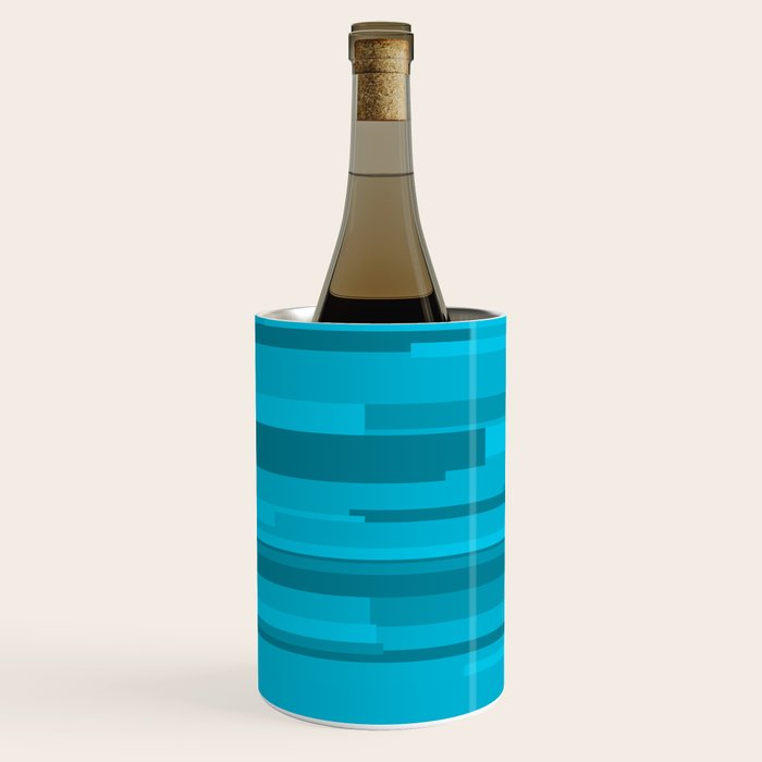 Wright Mid Century Modern Geometric Abstract Pattern in Turquoise Blue Wine Chiller Gallery Image 2