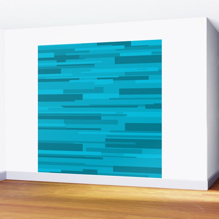 Wright Mid Century Modern Geometric Abstract Pattern in Turquoise Blue Wall Mural Gallery Image 2