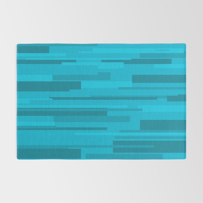 Wright Mid Century Modern Geometric Abstract Pattern in Turquoise Blue Rug Gallery Image 2