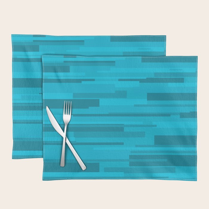 Wright Mid Century Modern Geometric Abstract Pattern in Turquoise Blue Placemat Gallery Image 1