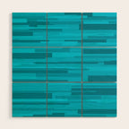 Wright Mid Century Modern Geometric Abstract Pattern in Turquoise Blue Wood Wall Art Gallery Image 1