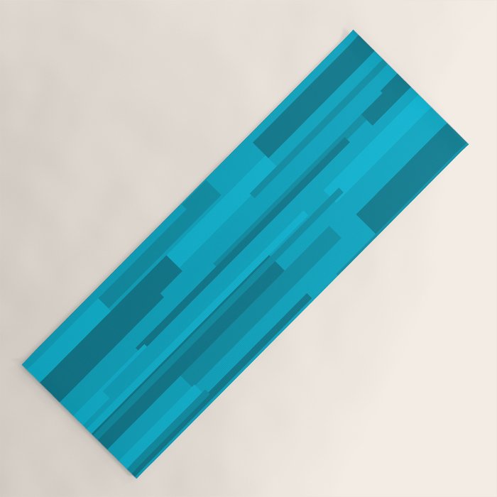Wright Mid Century Modern Geometric Abstract Pattern in Turquoise Blue Yoga Mat Gallery Image 1
