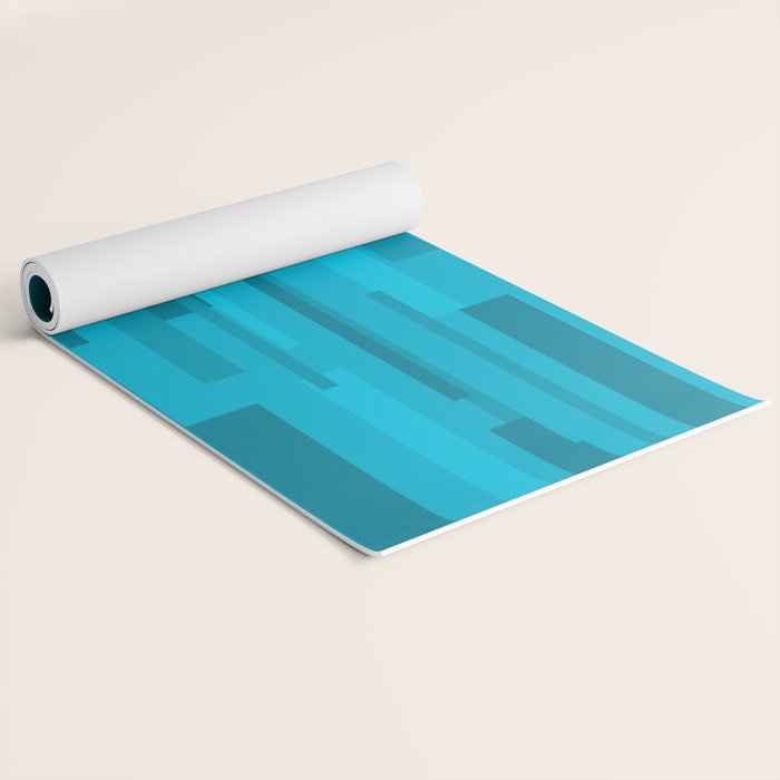 Wright Mid Century Modern Geometric Abstract Pattern in Turquoise Blue Yoga Mat Gallery Image 2