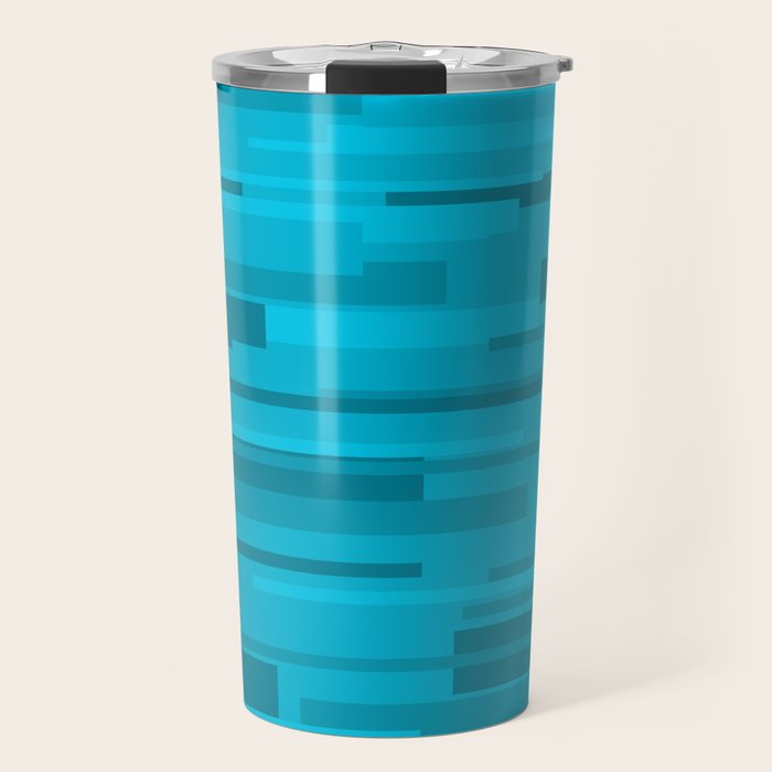 Wright Mid Century Modern Geometric Abstract Pattern in Turquoise Blue Travel Mug Gallery Image 1