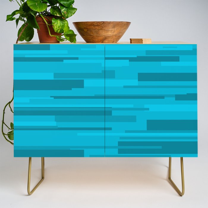 Wright Mid Century Modern Geometric Abstract Pattern in Turquoise Blue Credenza Gallery Image 1