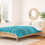 Wright Mid Century Modern Geometric Abstract Pattern in Turquoise Blue Duvet Cover Gallery Image 2