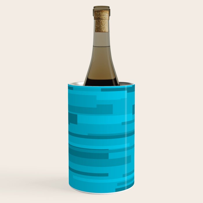 Wright Mid Century Modern Geometric Abstract Pattern in Turquoise Blue Wine Chiller Gallery Image 1
