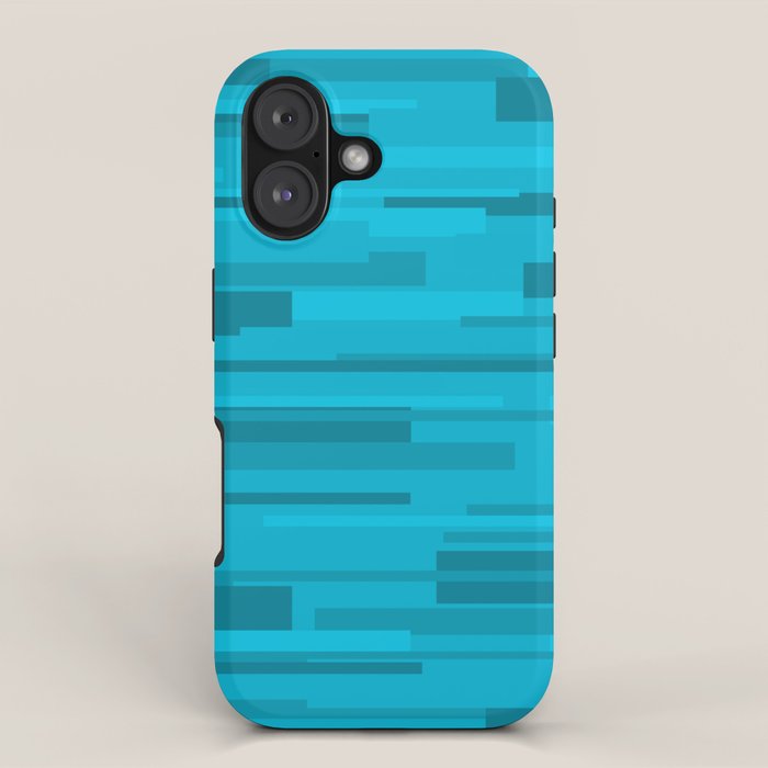 Wright Mid Century Modern Geometric Abstract Pattern in Turquoise Blue iPhone Case Gallery Image 1