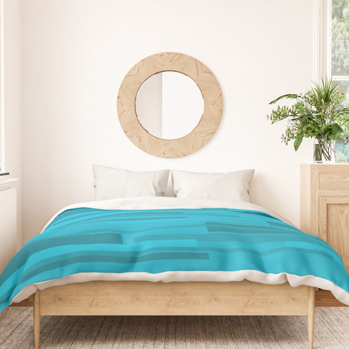 Wright Mid Century Modern Geometric Abstract Pattern in Turquoise Blue Duvet Cover Gallery Image 3