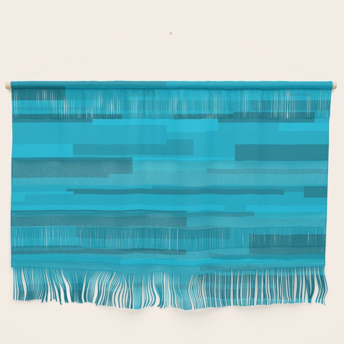 Wright Mid Century Modern Geometric Abstract Pattern in Turquoise Blue Wall Hanging Gallery Image 1