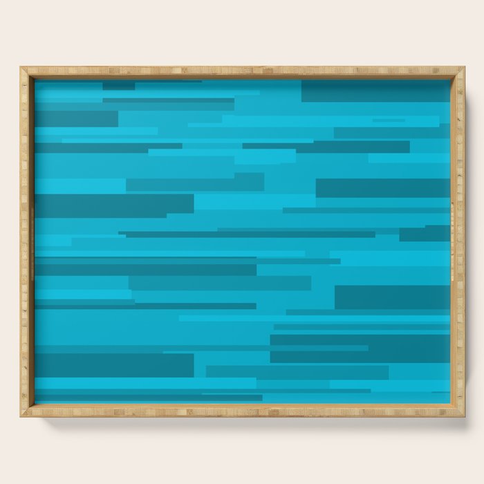 Wright Mid Century Modern Geometric Abstract Pattern in Turquoise Blue Serving Tray Gallery Image 1