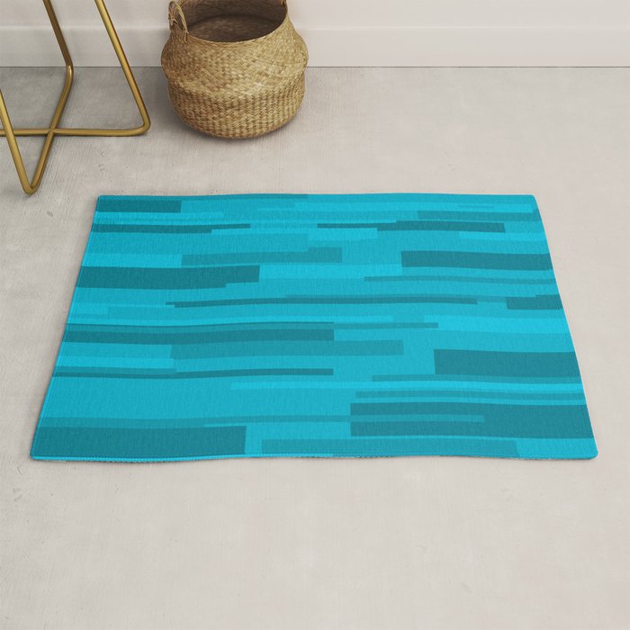 Wright Mid Century Modern Geometric Abstract Pattern in Turquoise Blue Rug Gallery Image 1