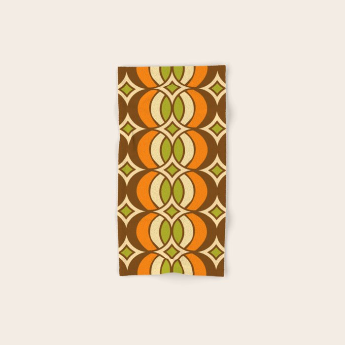 Retro 70s Bohemian Geometric Globe Pattern 546 Bath Towel Gallery Image 1