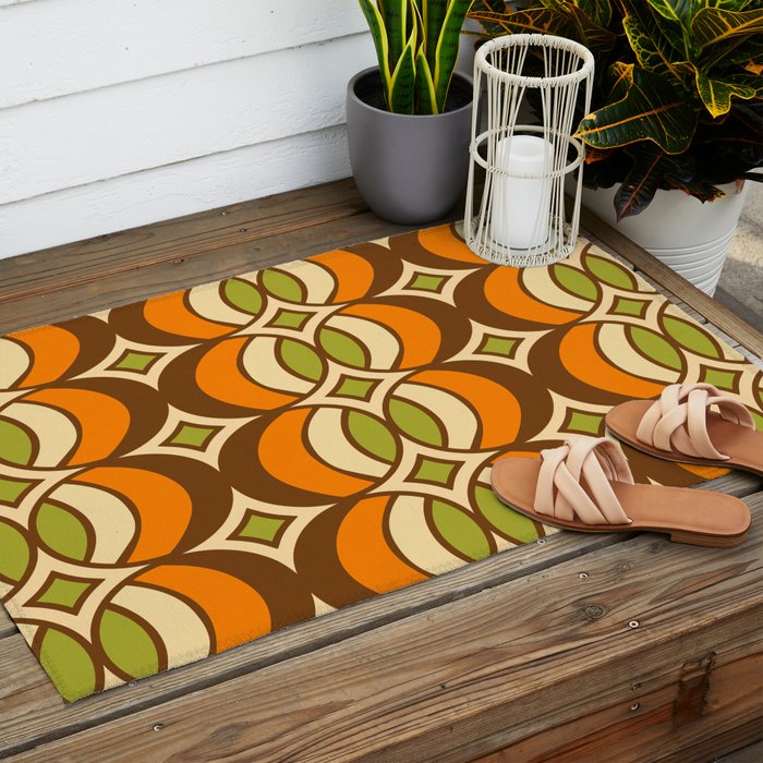 Retro 70s Bohemian Geometric Globe Pattern 546 Outdoor Rug Gallery Image 2