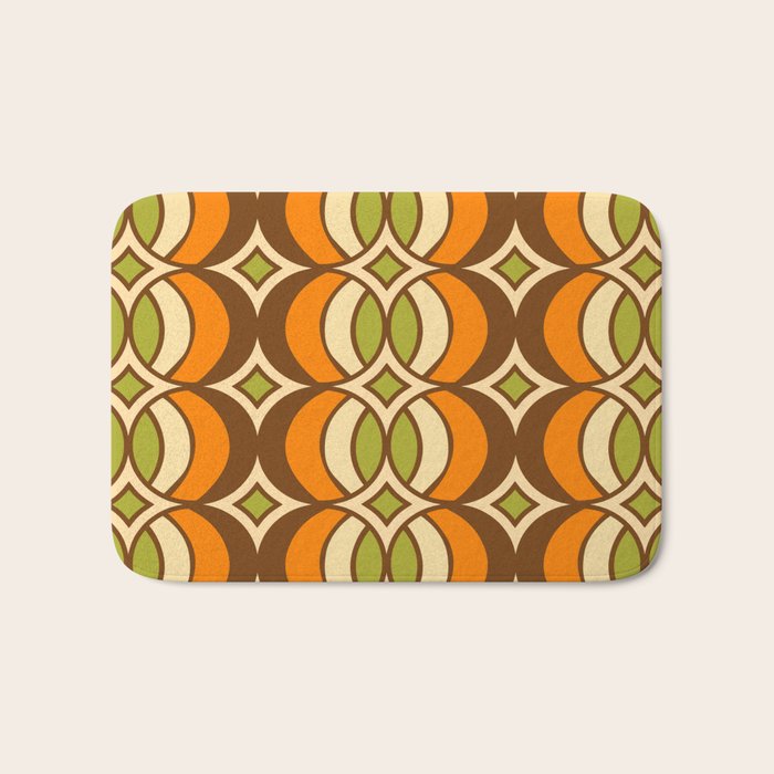 Retro 70s Bohemian Geometric Globe Pattern 546 Bath Mat Gallery Image 1