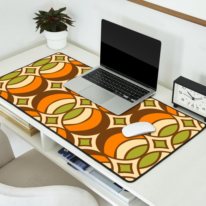 Retro 70s Bohemian Geometric Globe Pattern 546 Desk Mat Gallery Image 2