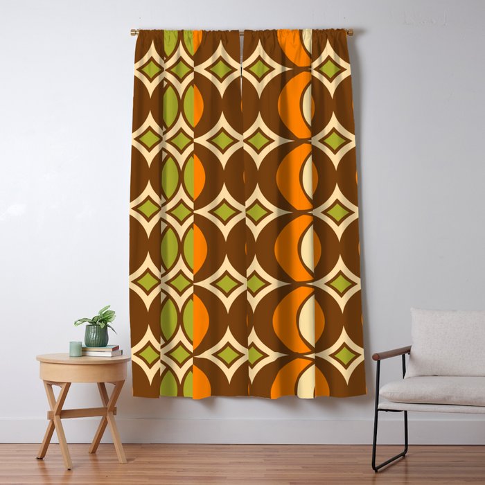 Retro 70s Bohemian Geometric Globe Pattern 546 Window Curtain Gallery Image 5