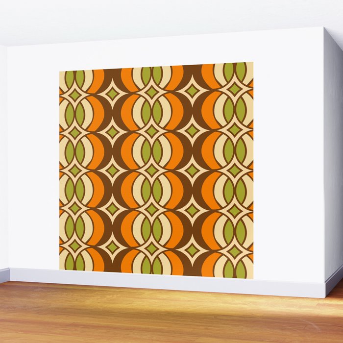 Retro 70s Bohemian Geometric Globe Pattern 546 Wall Mural Gallery Image 2
