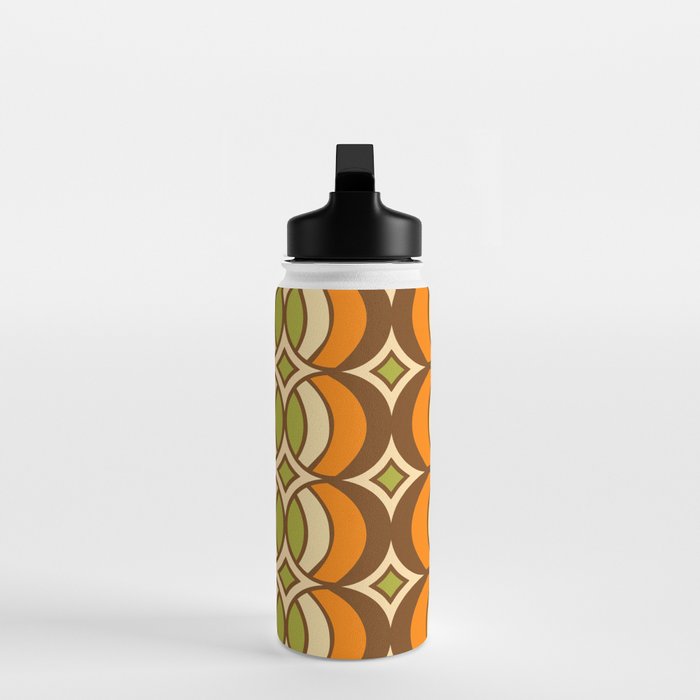 Retro 70s Bohemian Geometric Globe Pattern 546 Water Bottle Gallery Image 3