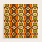 Retro 70s Bohemian Geometric Globe Pattern 546 Wood Wall Art Gallery Image 1