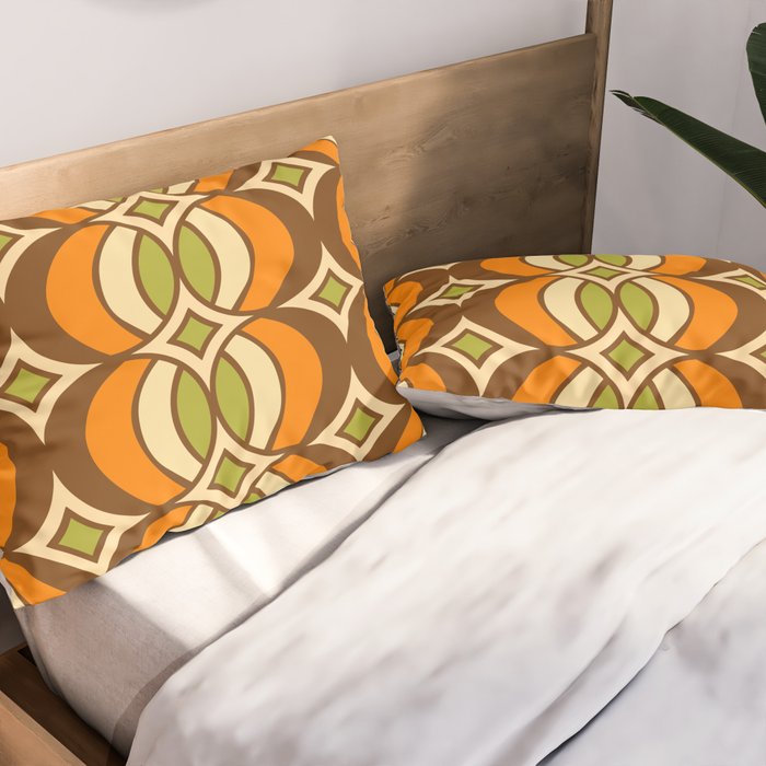 Retro 70s Bohemian Geometric Globe Pattern 546 Pillow Sham Gallery Image 2