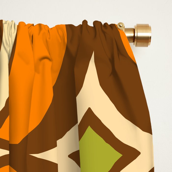 Retro 70s Bohemian Geometric Globe Pattern 546 Window Curtain Gallery Image 2