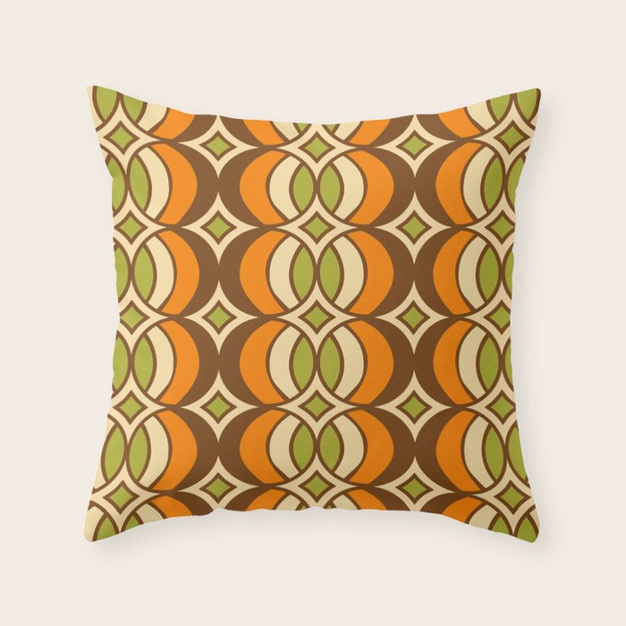Retro 70s Bohemian Geometric Globe Pattern 546 Throw Pillow Gallery Image 6