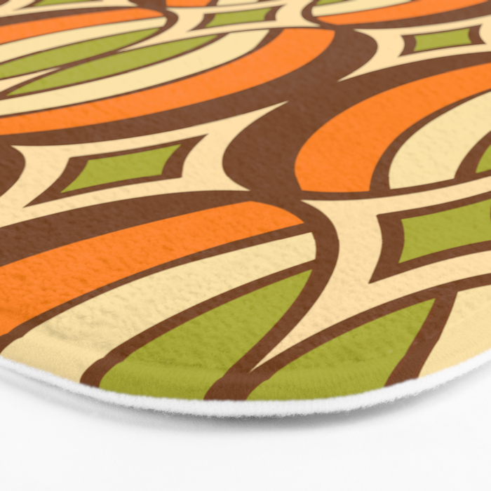 Retro 70s Bohemian Geometric Globe Pattern 546 Bath Mat Gallery Image 3