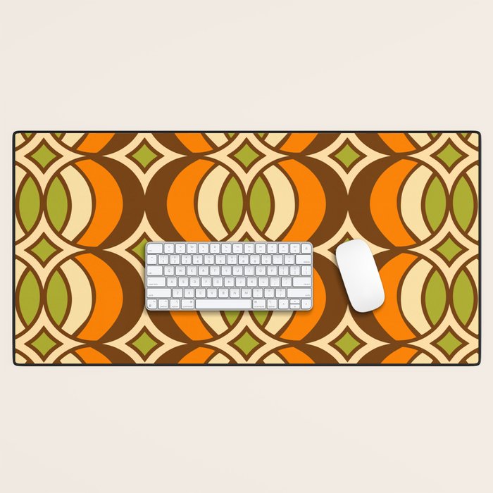 Retro 70s Bohemian Geometric Globe Pattern 546 Desk Mat Gallery Image 1