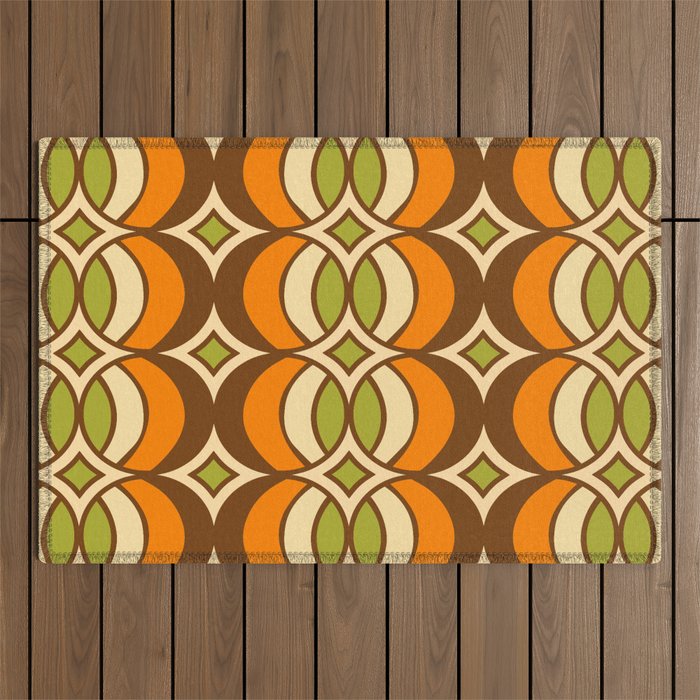 Retro 70s Bohemian Geometric Globe Pattern 546 Outdoor Rug Gallery Image 1