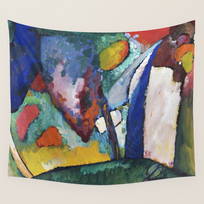 The Waterfall (1909) painting by Wassily Kandinsky Wall Tapestry Gallery Image 1