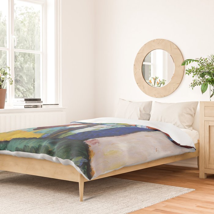 The Waterfall (1909) painting by Wassily Kandinsky Duvet Cover Gallery Image 2