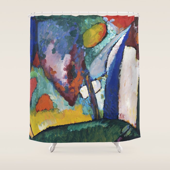 The Waterfall (1909) painting by Wassily Kandinsky Shower Curtain Gallery Image 1