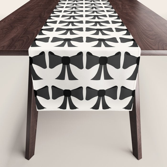Vintage Bows I Black and White Table Runner Gallery Image 1