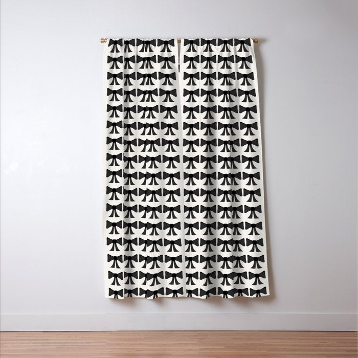 Vintage Bows I Black and White Window Curtain Gallery Image 3