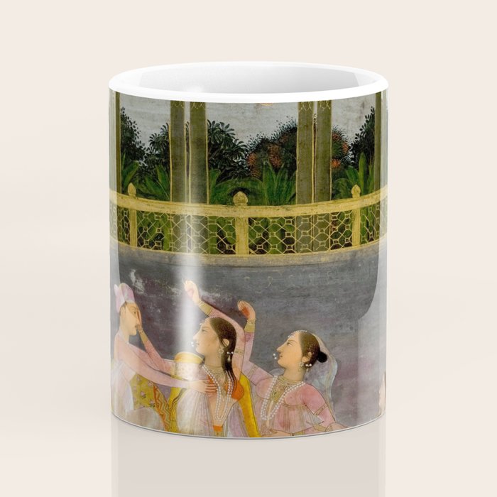 A prince celebrating Holi with palace women on a terrace at night Indian Miniature Painting Indian Miniature Painting  Coffee Mug Gallery Image 4