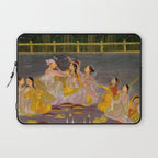 A prince celebrating Holi with palace women on a terrace at night Indian Miniature Painting Indian Miniature Painting  Laptop Sleeve Gallery Image 1