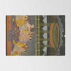 A prince celebrating Holi with palace women on a terrace at night Indian Miniature Painting Indian Miniature Painting  Rug Gallery Image 2