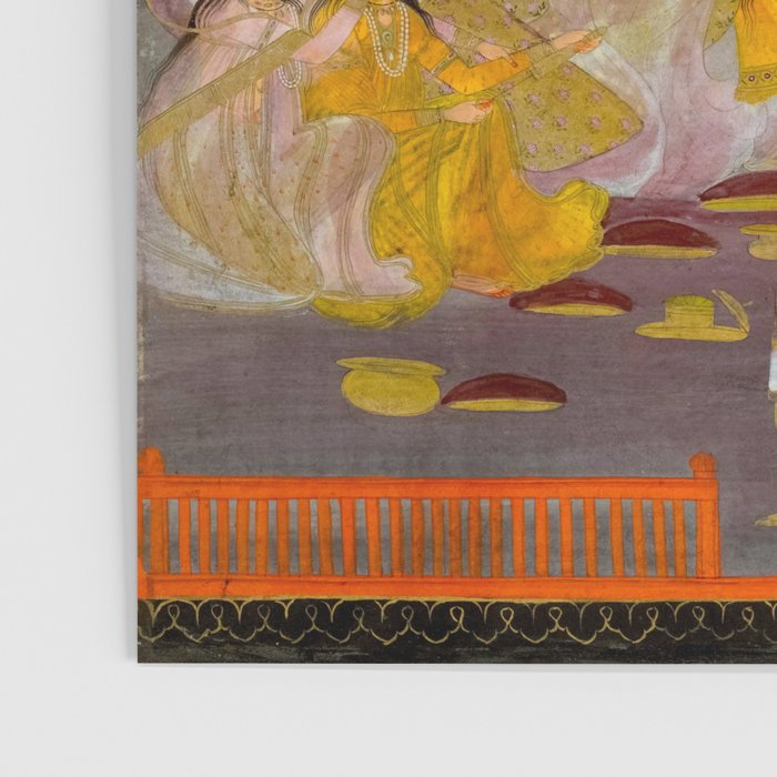 A prince celebrating Holi with palace women on a terrace at night Indian Miniature Painting Indian Miniature Painting  Poster Gallery Image 3