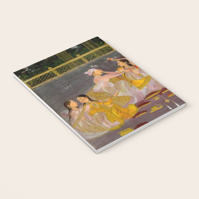 A prince celebrating Holi with palace women on a terrace at night Indian Miniature Painting Indian Miniature Painting  Notebook Gallery Image 3