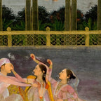 A prince celebrating Holi with palace women on a terrace at night Indian Miniature Painting Indian Miniature Painting  Coffee Mug Gallery Image 2