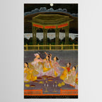 A prince celebrating Holi with palace women on a terrace at night Indian Miniature Painting Indian Miniature Painting  Tablecloth Gallery Image 2