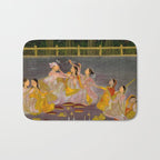 A prince celebrating Holi with palace women on a terrace at night Indian Miniature Painting Indian Miniature Painting  Bath Mat Gallery Image 1