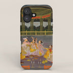 A prince celebrating Holi with palace women on a terrace at night Indian Miniature Painting Indian Miniature Painting  iPhone Case Gallery Image 1