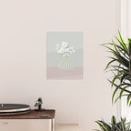 Wildflower bouquet in vase illustration - muted green, dusty pink and beige flowers Poster Gallery Image 2