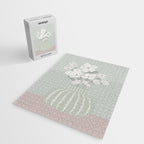 Wildflower bouquet in vase illustration - muted green, dusty pink and beige flowers Jigsaw Puzzle Gallery Image 2