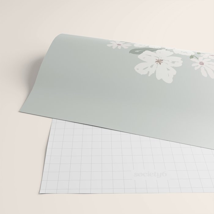 Wildflower bouquet in vase illustration - muted green, dusty pink and beige flowers Wrapping Paper Gallery Image 2