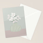 Wildflower bouquet in vase illustration - muted green, dusty pink and beige flowers Stationery Card Gallery Image 2